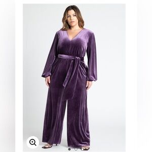 ELOQUII Velvet Wide Leg Jumpsuit NWT Violet Indigo Size 14